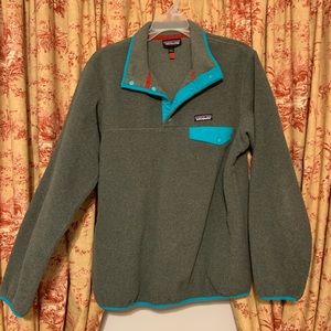 Gray and Teal Patagonia Pullover